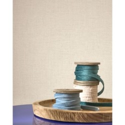 Papel pintado blanco algodón, con textura de lino jaspeado, modelo Caractere de Casadeco