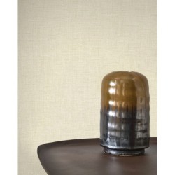 Papel pintado blanco piedra caliza, con textura de lino jaspeado, modelo Caractere de Casadeco