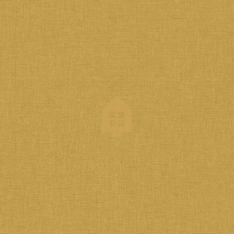Papel pintado amarillo curry, con textura de lino jaspeado, modelo Caractere de Casadeco