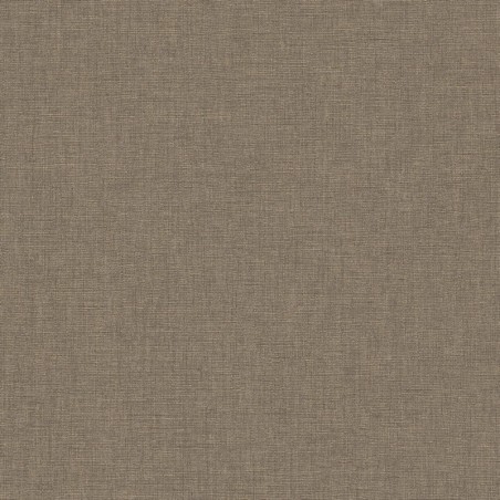 Papel pintado marrón glacé, con textura de lino jaspeado, modelo Caractere de Casadeco