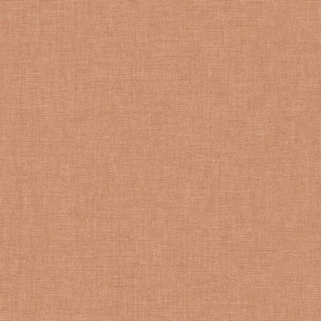 Papel pintado terracota, con textura de lino jaspeado, modelo Caractere de Casadeco