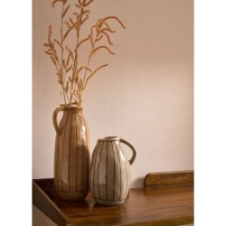 Papel pintado rosa palo, con textura de lino jaspeado, modelo Caractere de Casadeco