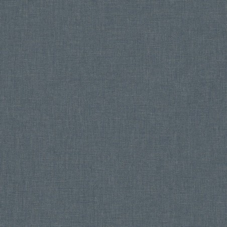 Papel pintado azul tormenta, con textura de lino jaspeado, modelo Caractere de Casadeco