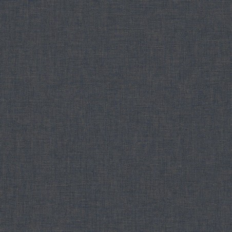 Papel pintado azul tinta, con textura de lino jaspeado, modelo Caractere de Casadeco