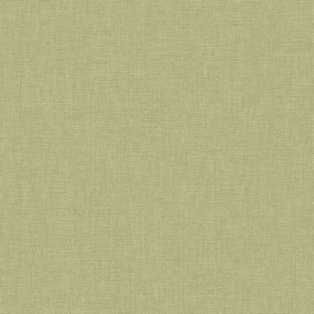 Papel pintado verde té, con textura de lino jaspeado, modelo Caractere de Casadeco