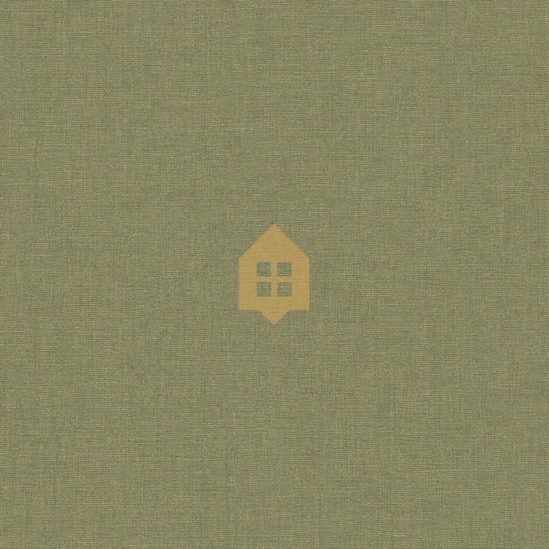 Papel pintado verde caqui, con textura de lino jaspeado, modelo Caractere de Casadeco