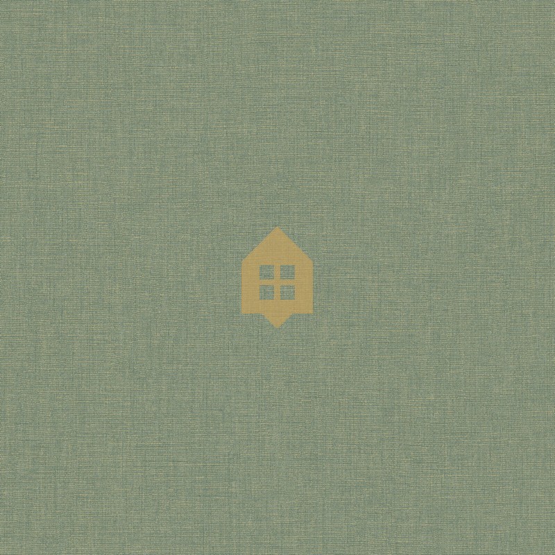 Papel pintado verde eucalipto, con textura de lino jaspeado, modelo Caractere de Casadeco