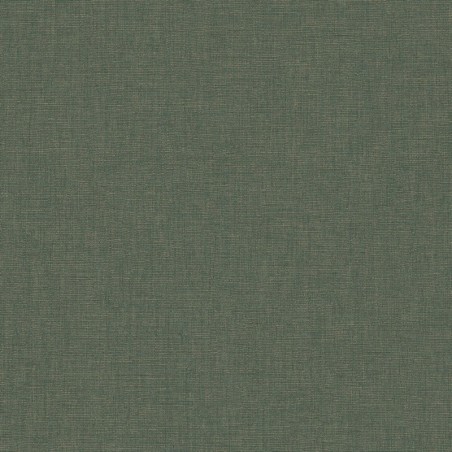 Papel pintado verde Nilo, con textura de lino jaspeado, modelo Caractere de Casadeco