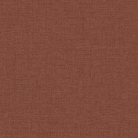 Papel pintado rojo cangrejo, con textura de lino jaspeado, modelo Caractere de Casadeco