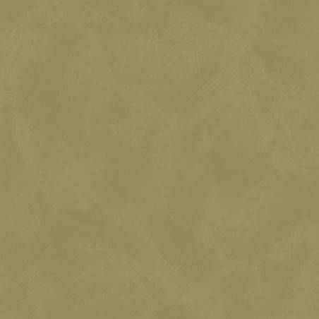 Papel pintado verde caqui con efecto de cal natural y textura mate, colección Chalk de Caselio.