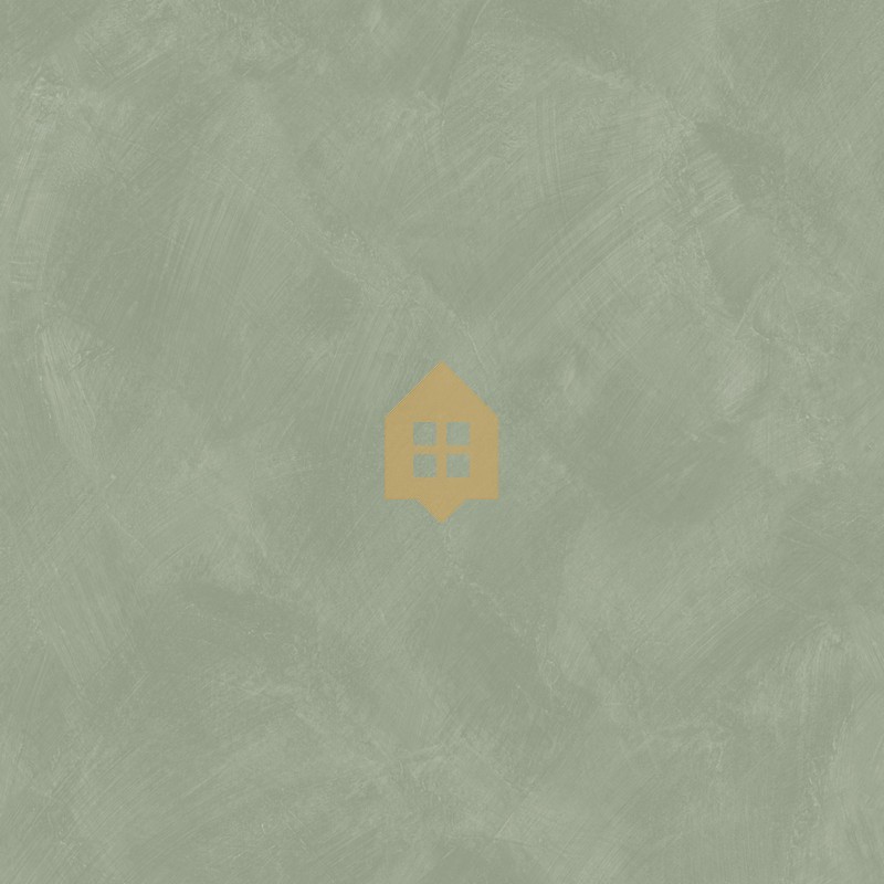 Papel pintado verde eucalipto con efecto de cal natural y textura mate, colección Chalk de Caselio.