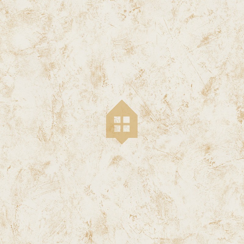 Papel pintado blanco y dorado con textura efecto cal y acabado metalizado luminoso, colección Chalk.