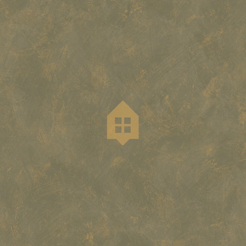Papel pintado caqui y dorado con textura efecto cal y acabado metalizado luminoso, colección Chalk.