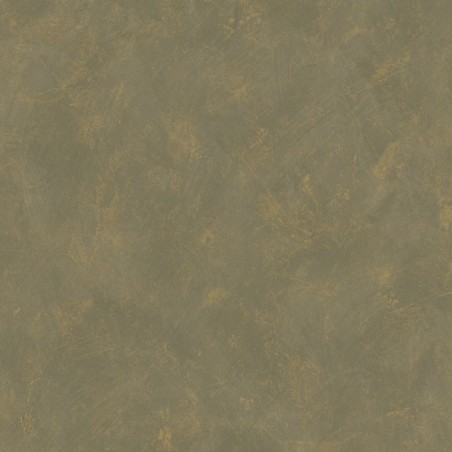 Papel pintado caqui y dorado con textura efecto cal y acabado metalizado luminoso, colección Chalk.