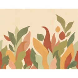 Mural panorámico Lumea de Caselio con diseño de paisaje botánico envolvente y estilizado, colección Elea.