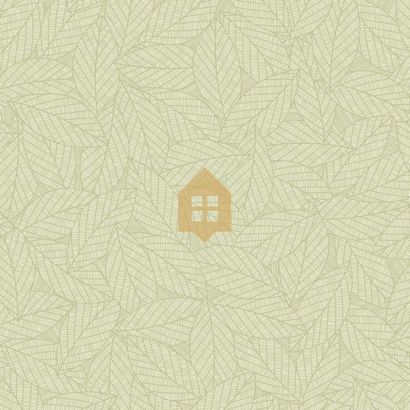Papel pintado Delora verde almendra, con diseño vegetal aéreo y relieve sutil, colección Elea de Caselio.