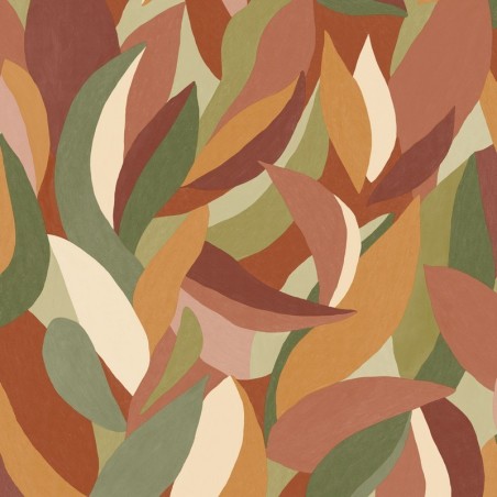 Papel pintado Ephyra con diseño vegetal orgánico y efecto de luz solar, colección Elea.