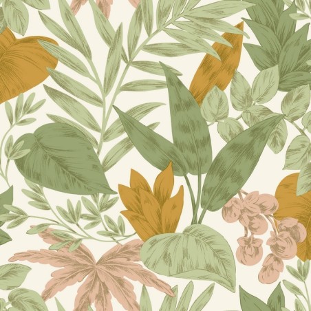 Papel pintado vegetal Kalea de la colección Elea de Caselio. Diseño botánico elegante.