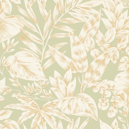 Papel pintado vegetal Kalea de la colección Elea de Caselio. Diseño botánico elegante.