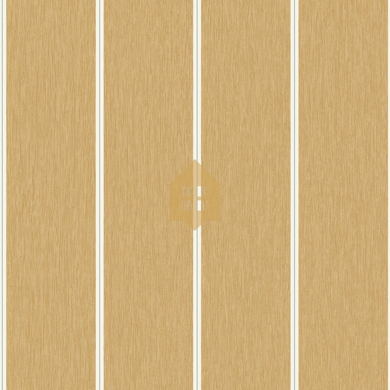 Papel pintado Navaia ocre con diseño de rayas sobre textura de fibras naturales, colección Elea.