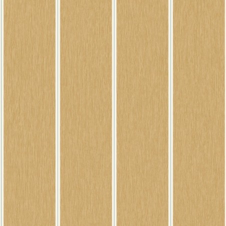 Papel pintado Navaia ocre con diseño de rayas sobre textura de fibras naturales, colección Elea.