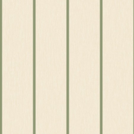 Papel pintado Navaia verde con diseño de rayas sobre textura de fibras naturales, colección Elea.