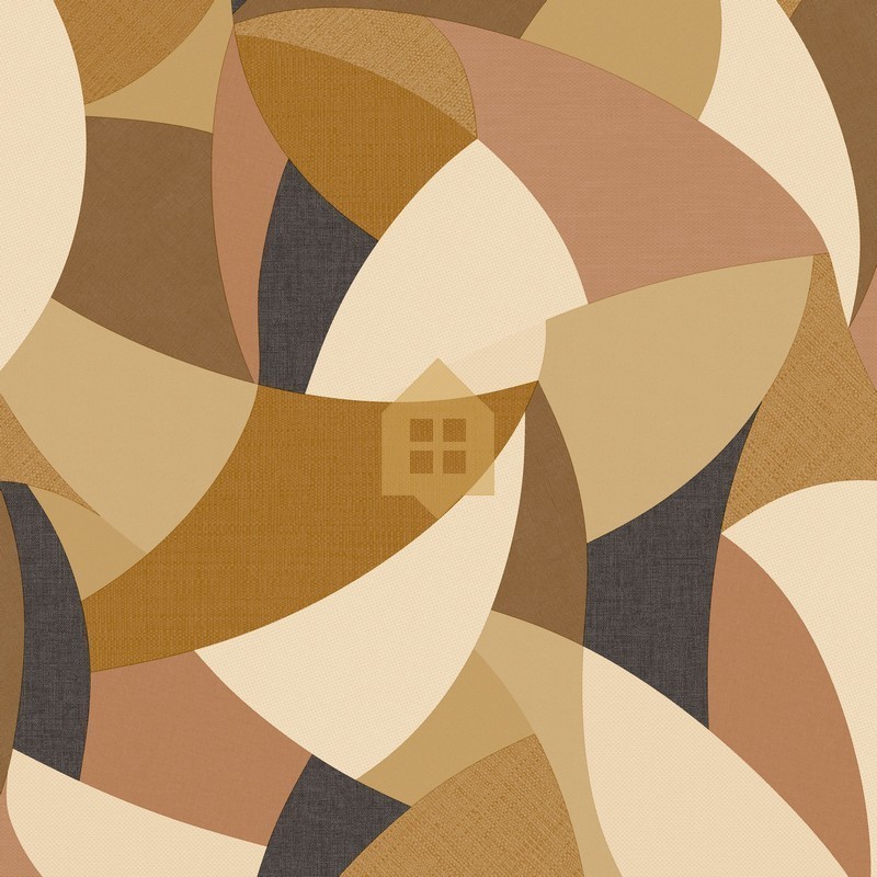 Papel pintado Symphony Concerto, con diseño patchwork abstracto y mezcla de texturas.