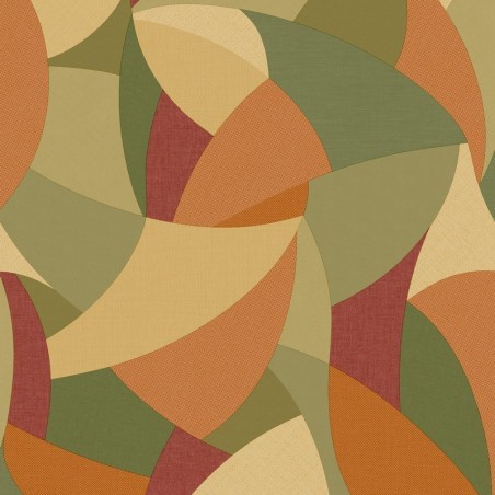 Papel pintado Symphony Concerto, con diseño patchwork abstracto y mezcla de texturas.