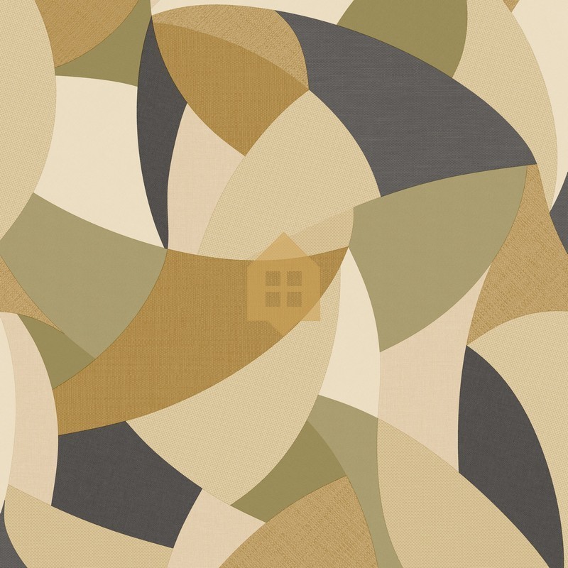 Papel pintado Symphony Concerto, con diseño patchwork abstracto y mezcla de texturas.