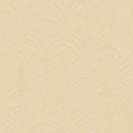 Papel pintado Symphony con diseño de abanicos geométricos estilo marquetería.