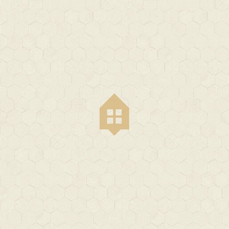 Papel pintado Meli con diseño geométrico de panal de abeja hexagonal.