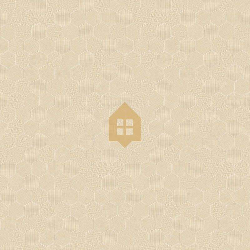 Papel pintado Meli con diseño geométrico de panal de abeja hexagonal.