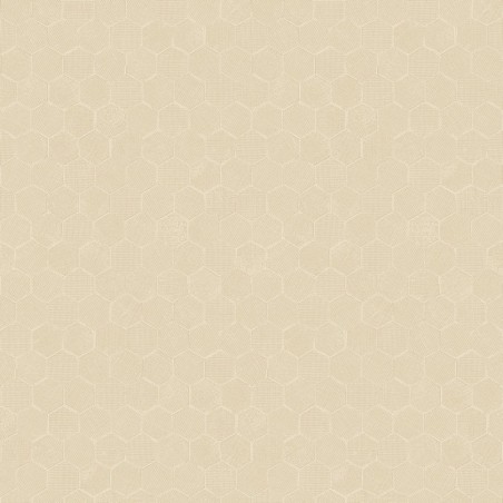 Papel pintado Meli con diseño geométrico de panal de abeja hexagonal.