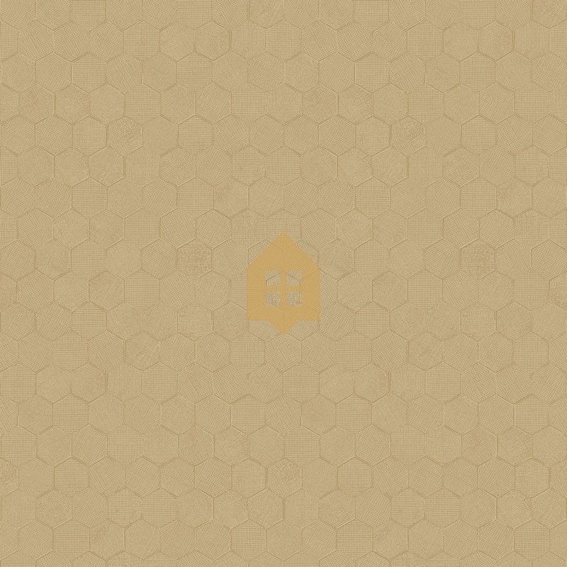 Papel pintado Meli con diseño geométrico de panal de abeja hexagonal.