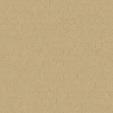 Papel pintado Meli con diseño geométrico de panal de abeja hexagonal.