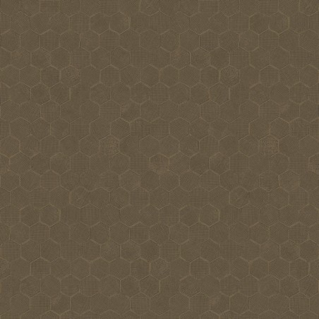 Papel pintado Meli con diseño geométrico de panal de abeja hexagonal.