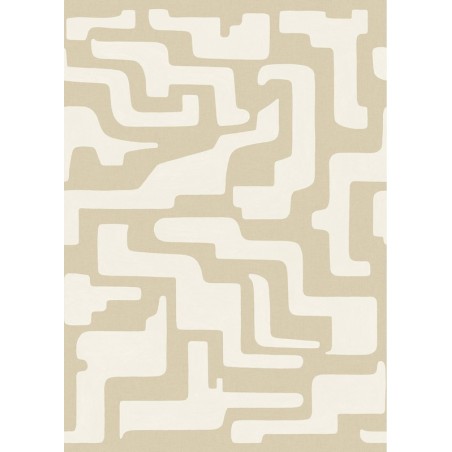 Papel pintado Tikal con diseño geométrico maya y textura vinílica.
