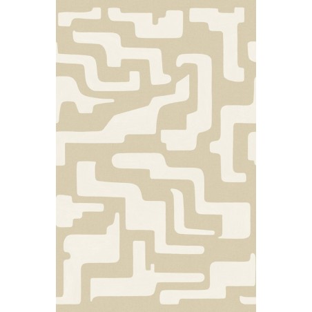 Papel pintado Tikal con diseño geométrico maya y textura vinílica.