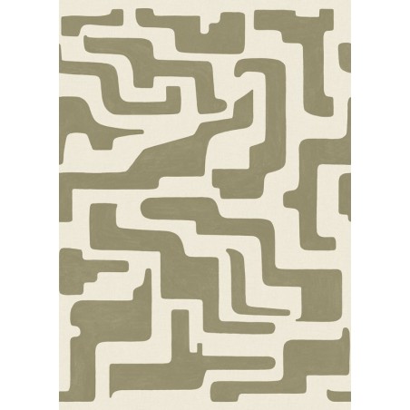 Papel pintado Tikal con diseño geométrico maya y textura vinílica.
