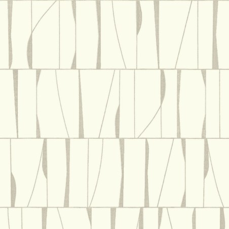 Papel pintado Otavia con diseño geométrico de paneles abstractos y textura de lino.