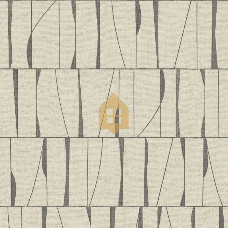 Papel pintado Otavia con diseño geométrico de paneles abstractos y textura de lino.