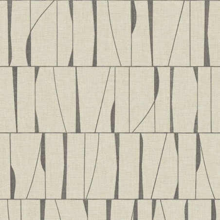Papel pintado Otavia con diseño geométrico de paneles abstractos y textura de lino.