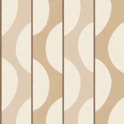 Papel pintado Neora con diseño geométrico de bandas curvas y rayas.