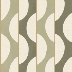 Papel pintado Neora con diseño geométrico de bandas curvas y rayas.