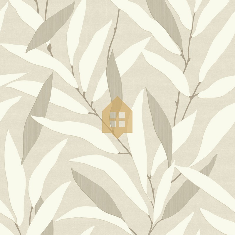 Papel pintado Alba con diseño de hojas de estilo japonés y bambú.