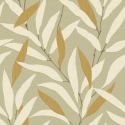 Papel pintado Alba con diseño de hojas de estilo japonés y bambú.