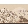 Mural Hevea con diseño de flores, bayas y hojas en abanico.