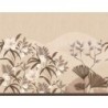 Mural Hevea con diseño de flores, bayas y hojas en abanico.