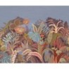 Mural panorámico Brasilia con diseño de selva artística y flores estrelladas.