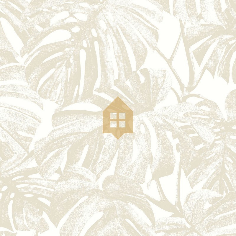 Papel pintado Mata con diseño de hojas de Monstera tipo estarcido.